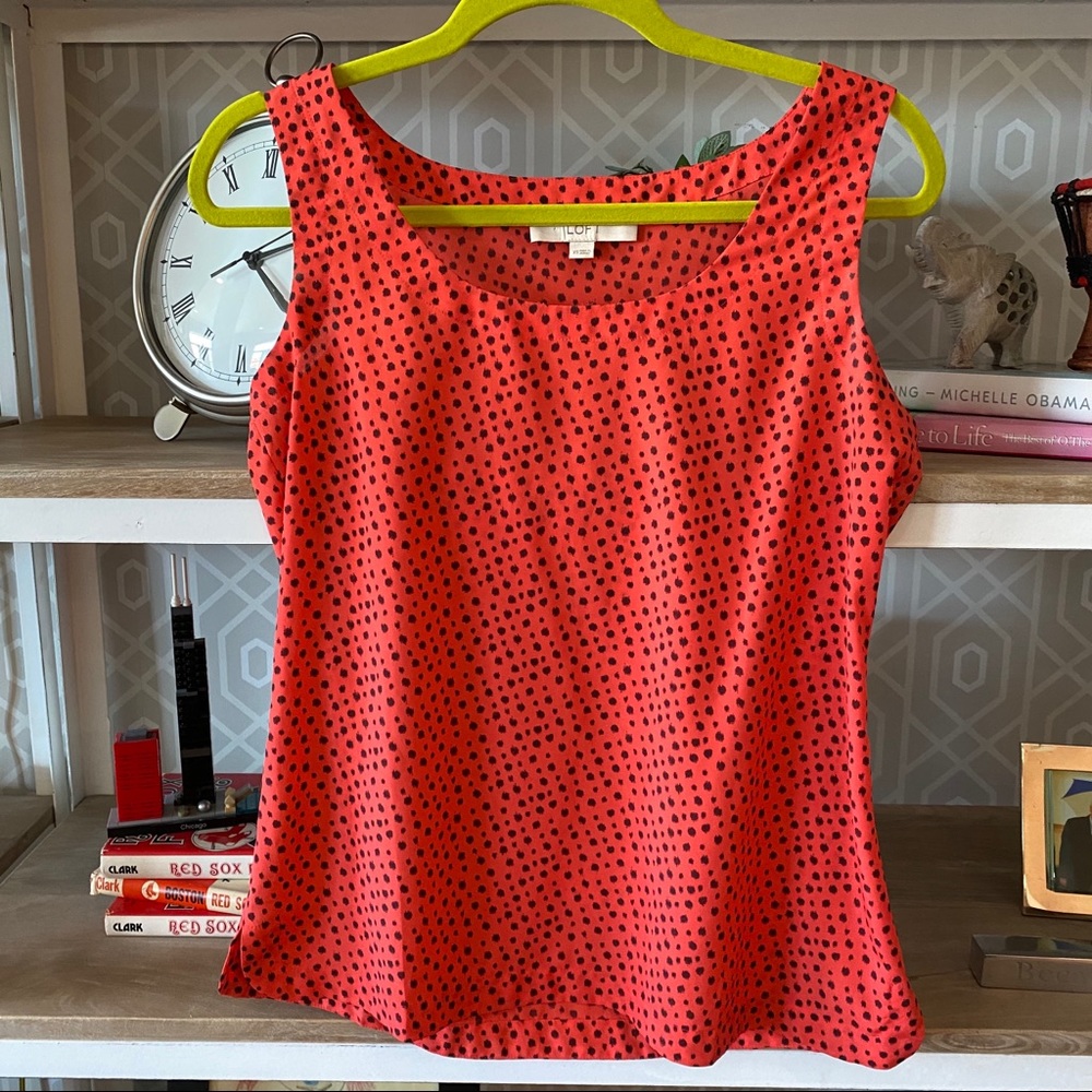 Flowy Loft tank top red with black dots size XS